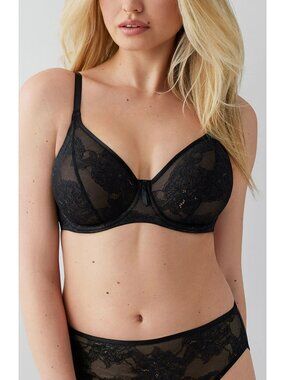 🆕WACOAL Full Bloom Ultimate Lift Full Coverage Underwire Bra 36D Black #855409